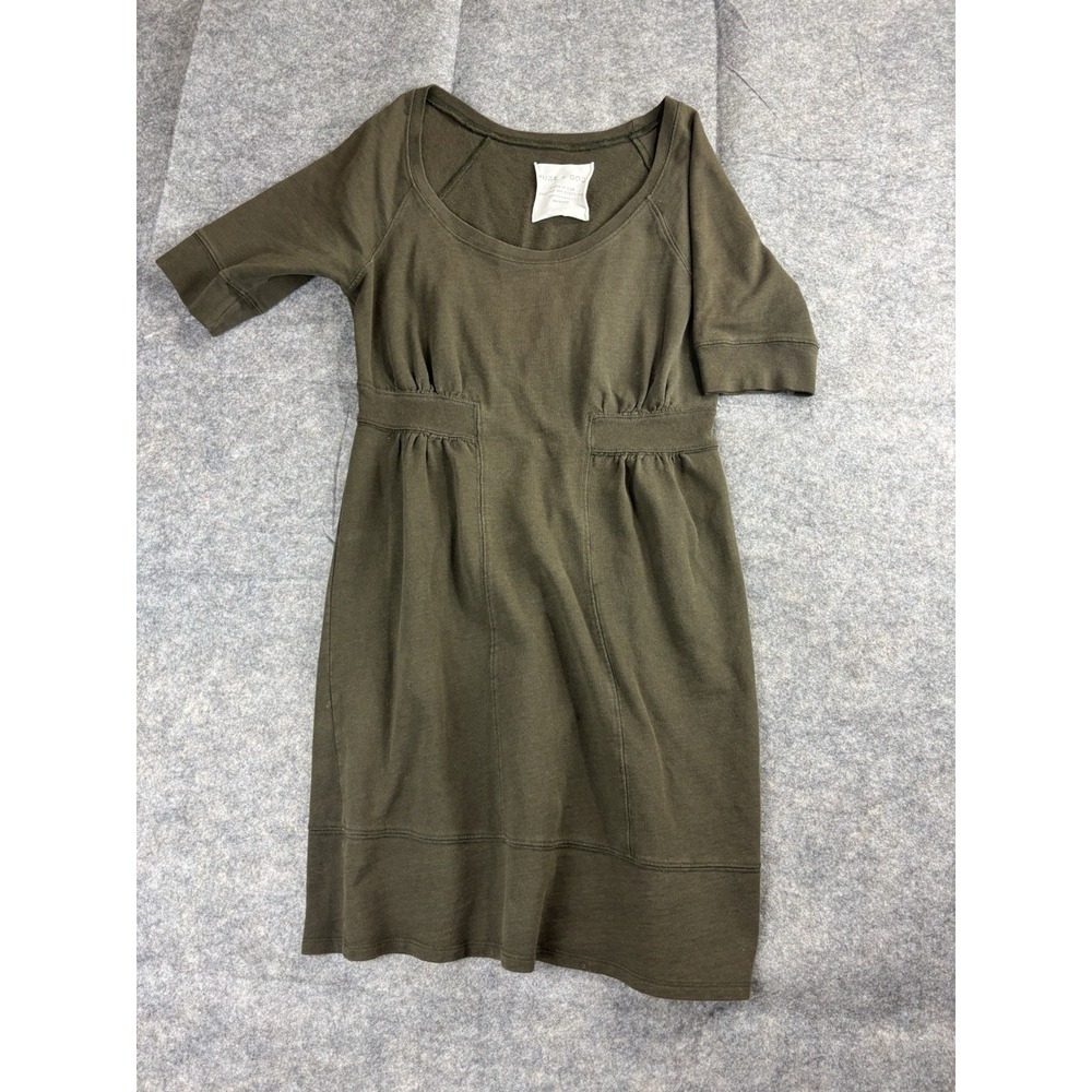 Anthropologie Pure + Good Womens M Ruched Sweatshirt Dress Green Casual SEE